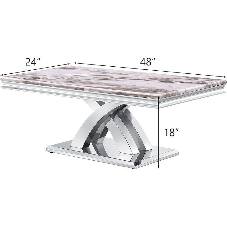 Table basse moderne de 48 po, table basse rectangulaire avec piédestal en X, tables basses pour salon