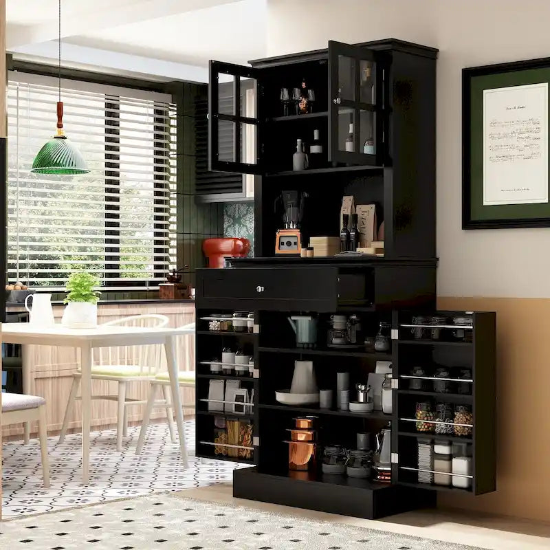Buffet Vaisselier Meuble de Rangement de Cuisine Armoire Garde-Manger Buffet Blanc