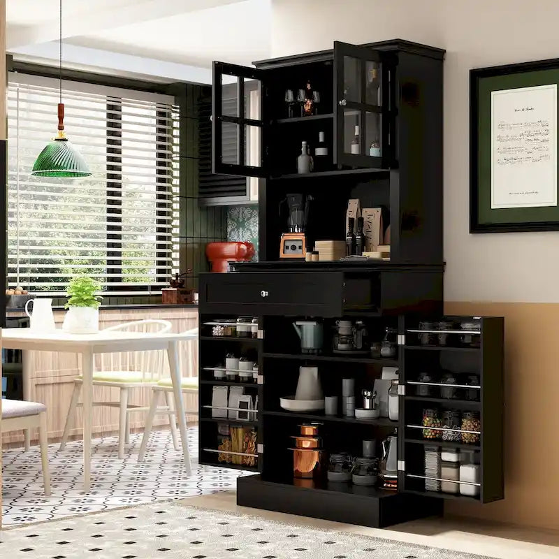 Buffet Vaisselier Meuble de Rangement de Cuisine Armoire Garde-Manger Buffet Blanc