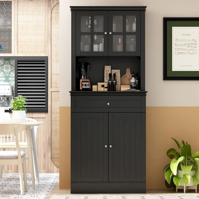 Buffet Vaisselier Meuble de Rangement de Cuisine Armoire Garde-Manger Buffet Blanc