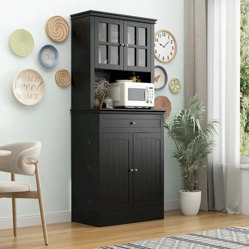 Buffet Vaisselier Meuble de Rangement de Cuisine Armoire Garde-Manger Buffet Blanc