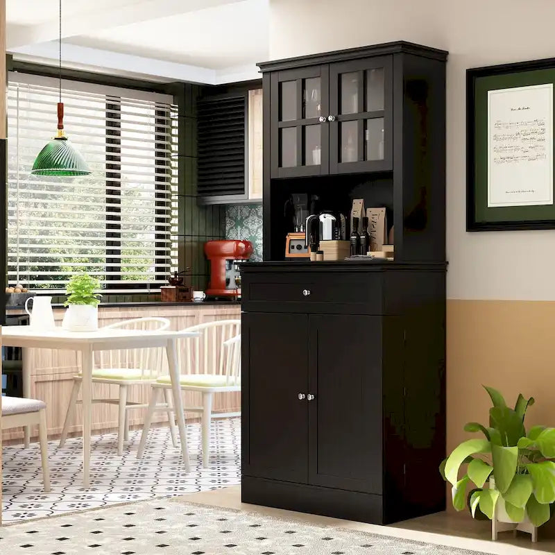 Buffet Vaisselier Meuble de Rangement de Cuisine Armoire Garde-Manger Buffet Blanc