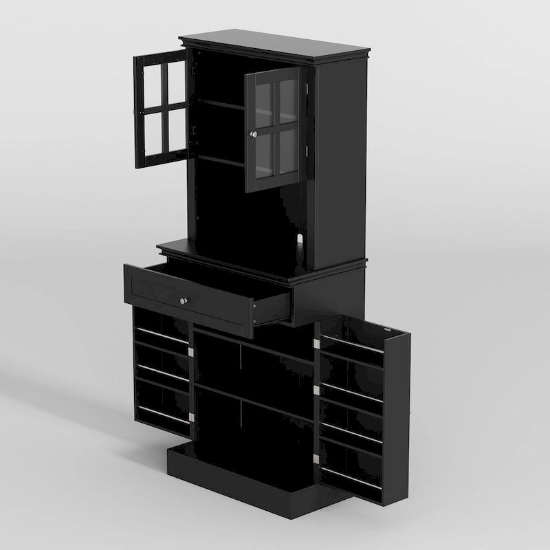Buffet Vaisselier Meuble de Rangement de Cuisine Armoire Garde-Manger Buffet Blanc