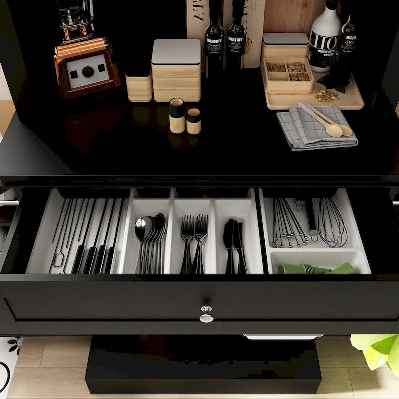 Buffet Vaisselier Meuble de Rangement de Cuisine Armoire Garde-Manger Buffet Blanc