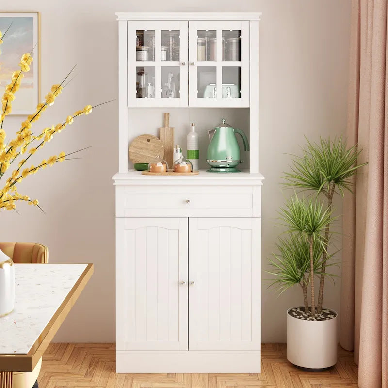 Buffet Vaisselier Meuble de Rangement de Cuisine Armoire Garde-Manger Buffet Blanc