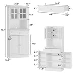 Buffet Vaisselier Meuble de Rangement de Cuisine Armoire Garde-Manger Buffet Blanc