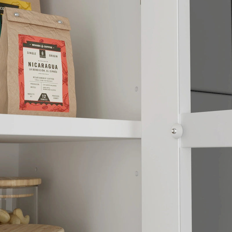 Buffet Vaisselier Meuble de Rangement de Cuisine Armoire Garde-Manger Buffet Blanc