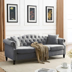 [Video] 79 Chesterfield Sofa Grey Velvet for Living Room, 3 Seater Sofa Tufted Couch with Rolled Arms and Nailhead for Living R