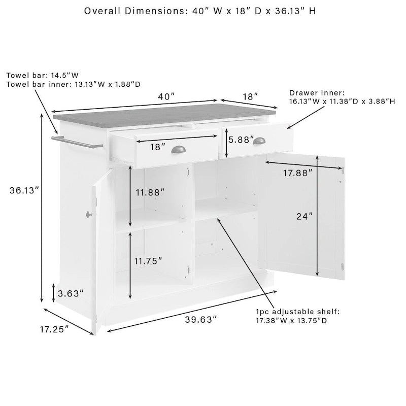 Îlot de cuisine - 18p x 40L x 36,13h