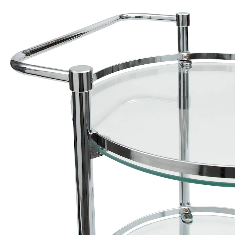 Desserte roulante en verre trempé circulaire