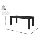 Table à manger rectangulaire de 75 pouces avec pieds carrés