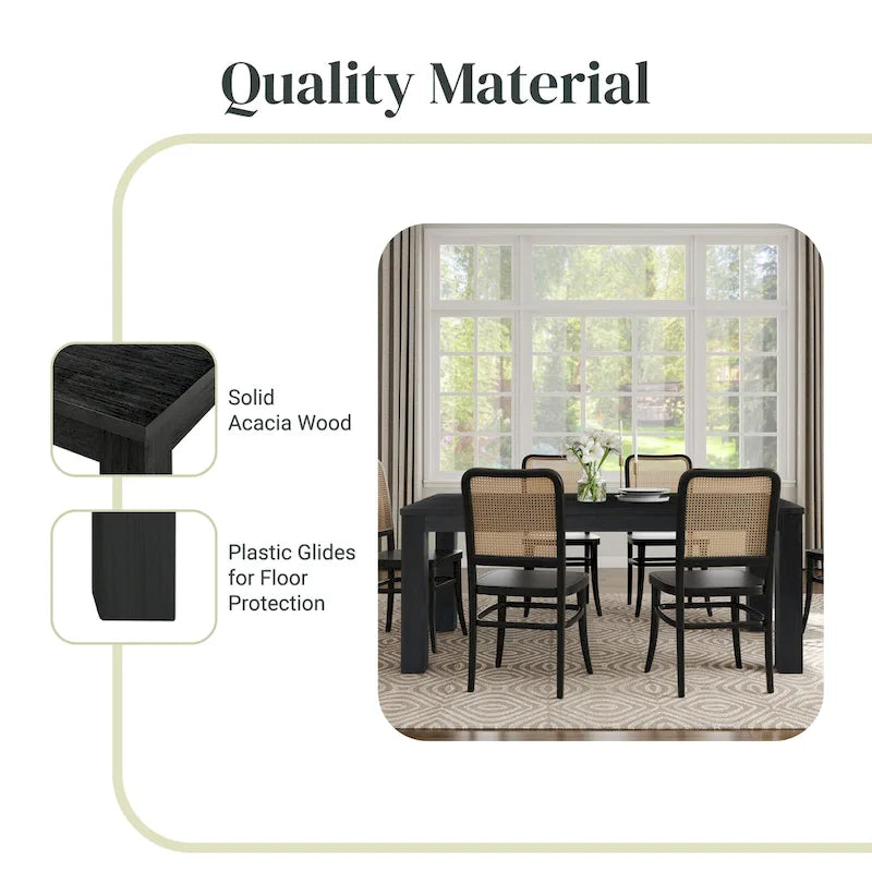 Table à manger rectangulaire de 75 pouces avec pieds carrés