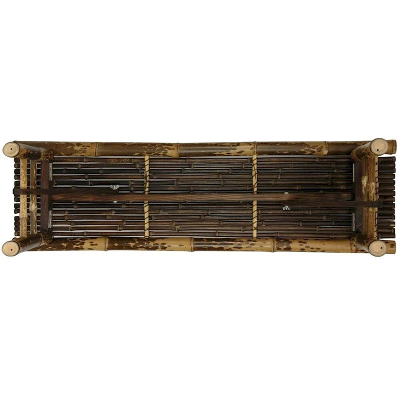 Banc pliant en bambou foncé fait main de 1,2 m