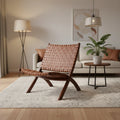 StyleCraft Brown Basket Weave Leather Lounge Chair