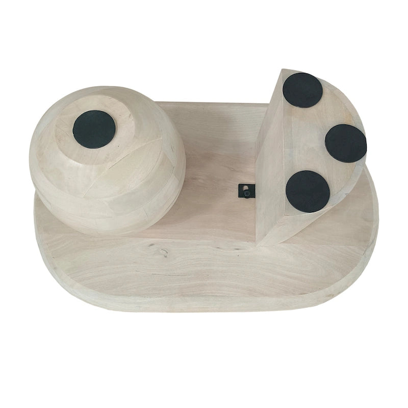 Table basse de 38 pouces, plateau oblong en bois de manguier avec pied boule moderne