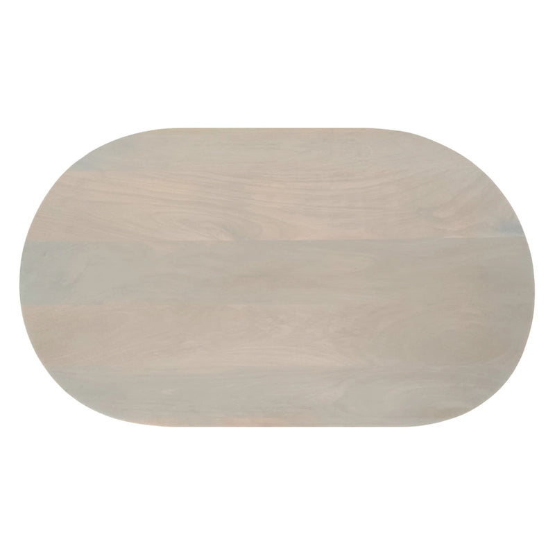Table basse de 38 pouces, plateau oblong en bois de manguier avec pied boule moderne
