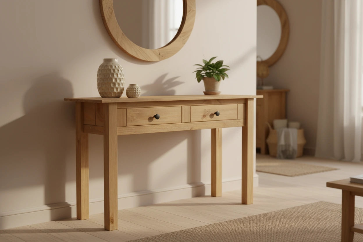 vidaXL Console Table Entryway Table Side Table Solid Pine Wood Panama Range - 43.3 x 15.7 x 28.3