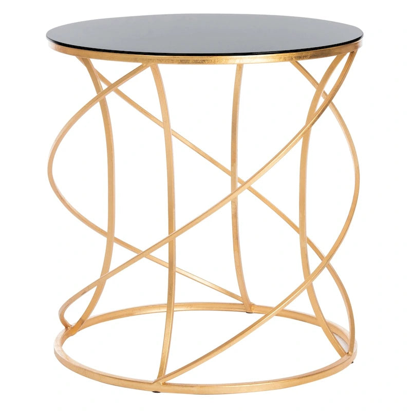 Table d'appoint à plateau or/blanc