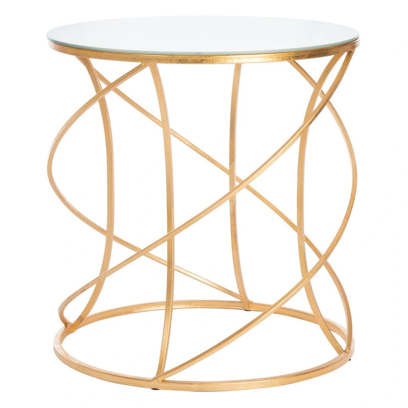 Table d'appoint à plateau or/blanc