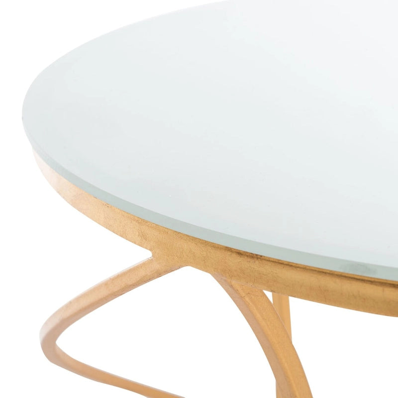 Table d'appoint à plateau or/blanc