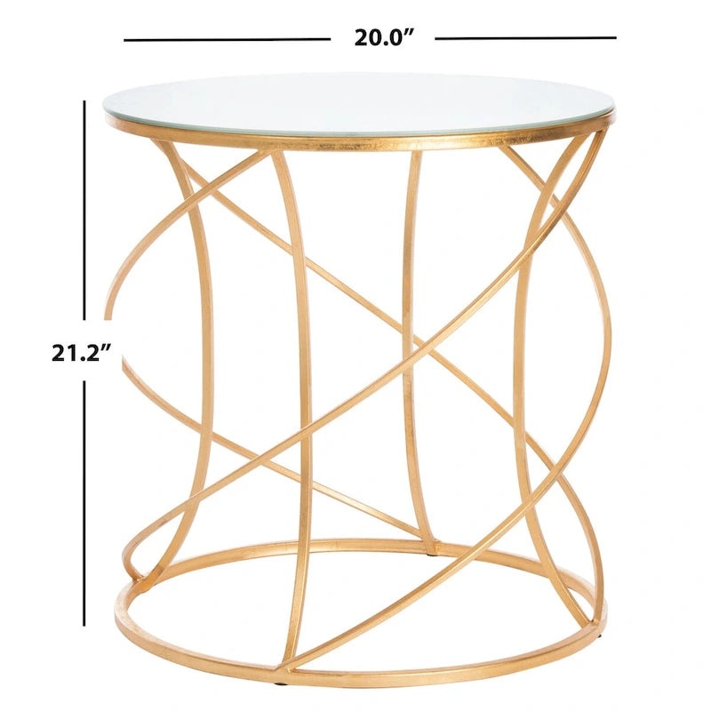 Table d'appoint à plateau or/blanc