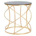 Table d'appoint à plateau or/blanc