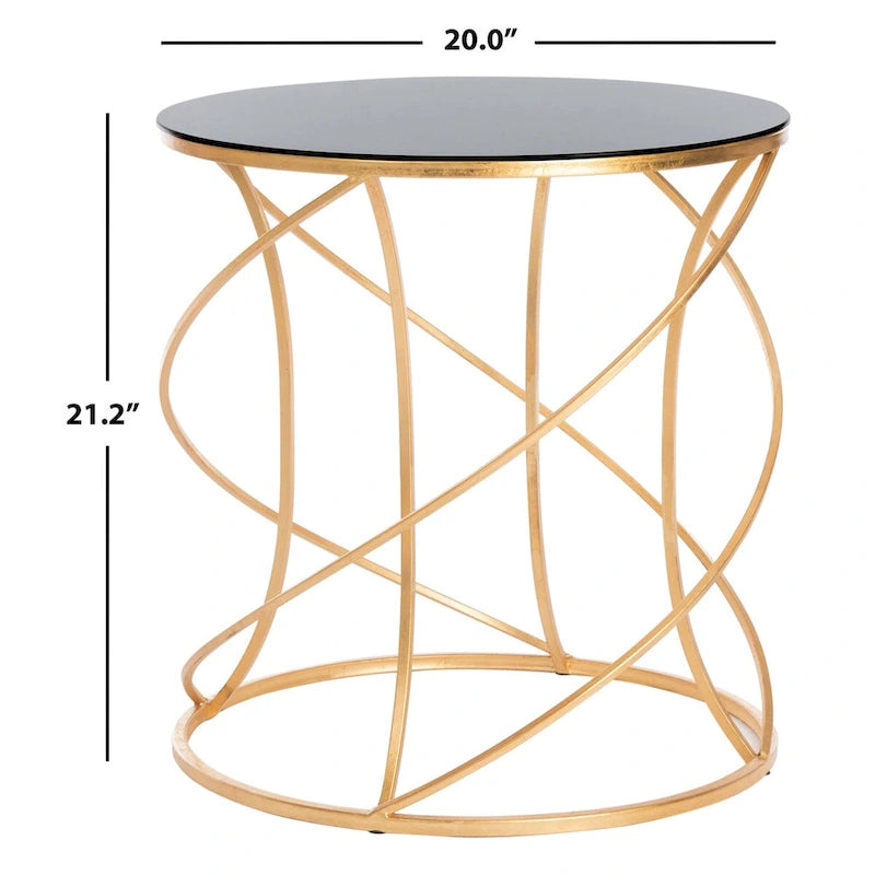 Table d'appoint à plateau or/blanc