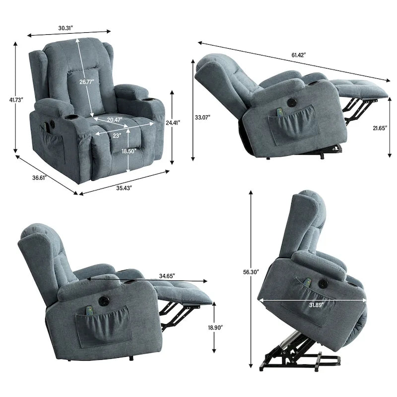 Fauteuil inclinable pour salon avec poche latérale