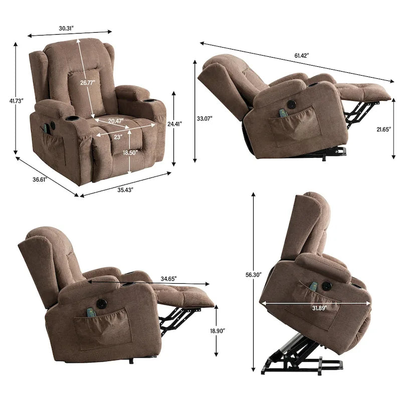 Fauteuil inclinable pour salon avec poche latérale