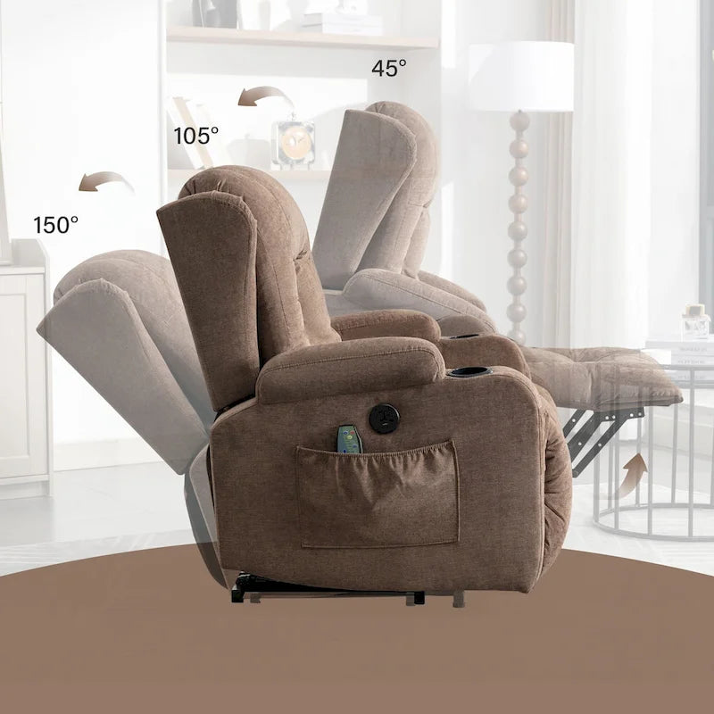 Fauteuil inclinable pour salon avec poche latérale
