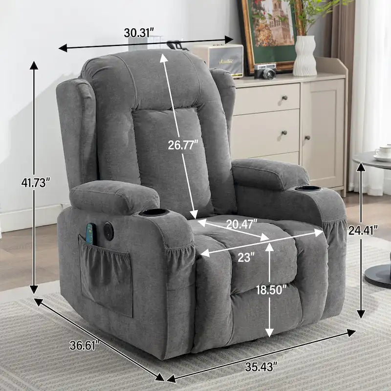 Fauteuil inclinable pour salon avec poche latérale