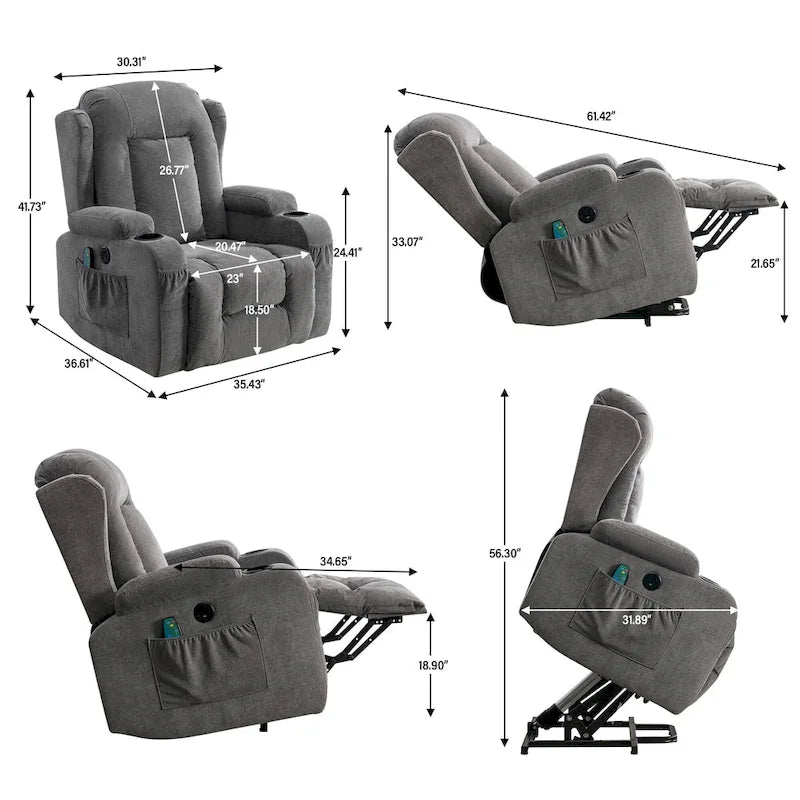 Fauteuil inclinable pour salon avec poche latérale
