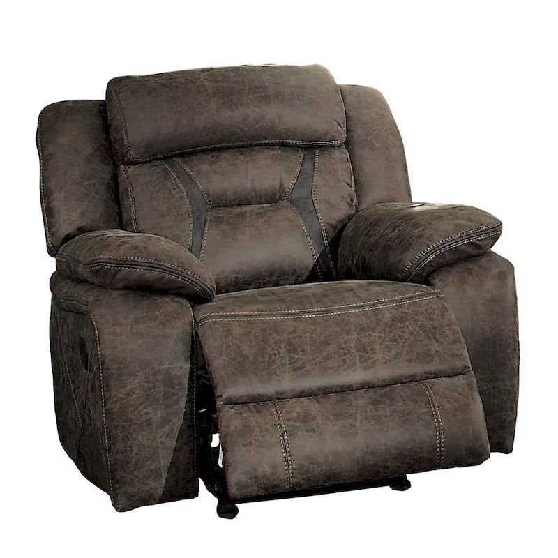 Fauteuil inclinable planeur manuel 39 pouces, microfibre marron, bois massif