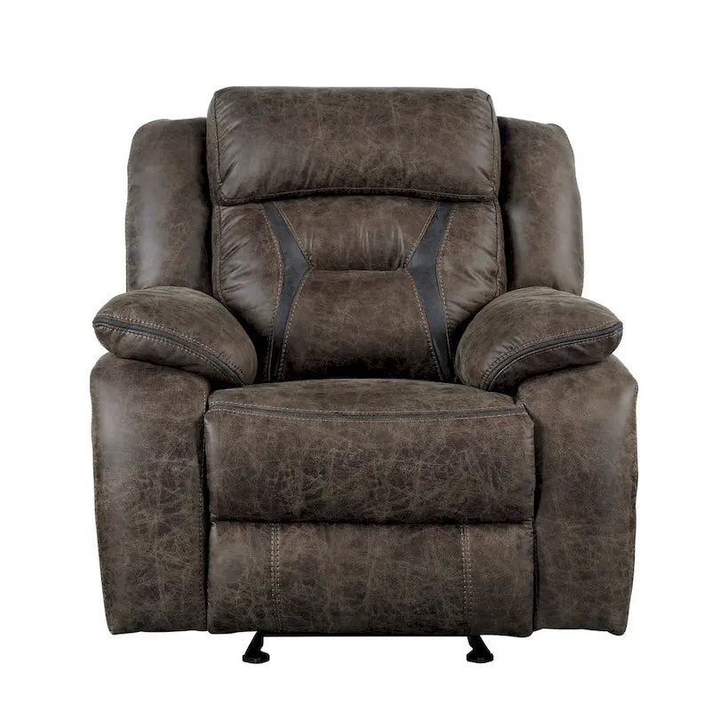 Fauteuil inclinable planeur manuel 39 pouces, microfibre marron, bois massif