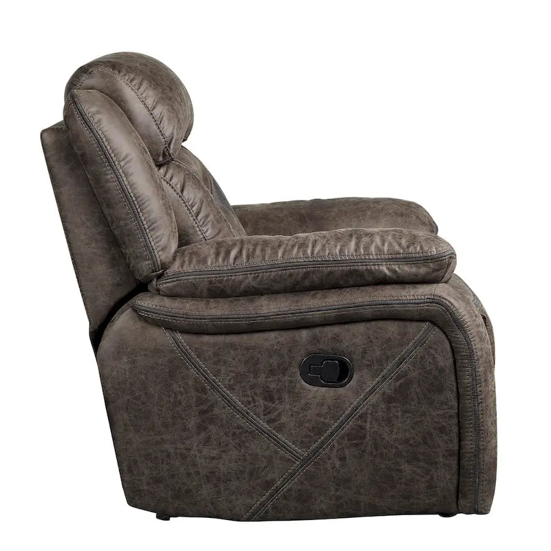 Fauteuil inclinable planeur manuel 39 pouces, microfibre marron, bois massif