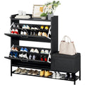 Meuble de rangement pour chaussures de ferme avec banc à chaussures, rangement de chaussures d'entrée avec 2 tiroirs basculants pour 16 paires - 23,9 l x 119,6 L x 104,9 H cm