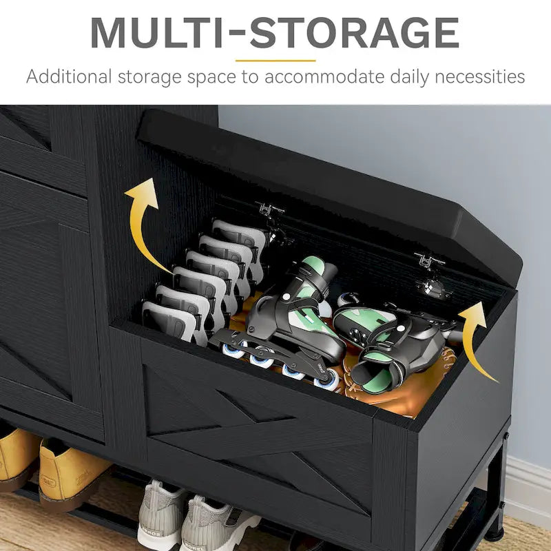 Meuble de rangement pour chaussures de ferme avec banc à chaussures, rangement de chaussures d'entrée avec 2 tiroirs basculants pour 16 paires - 23,9 l x 119,6 L x 104,9 H cm