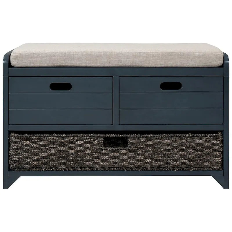 Banc de rangement en bois massif à 3 tiroirs