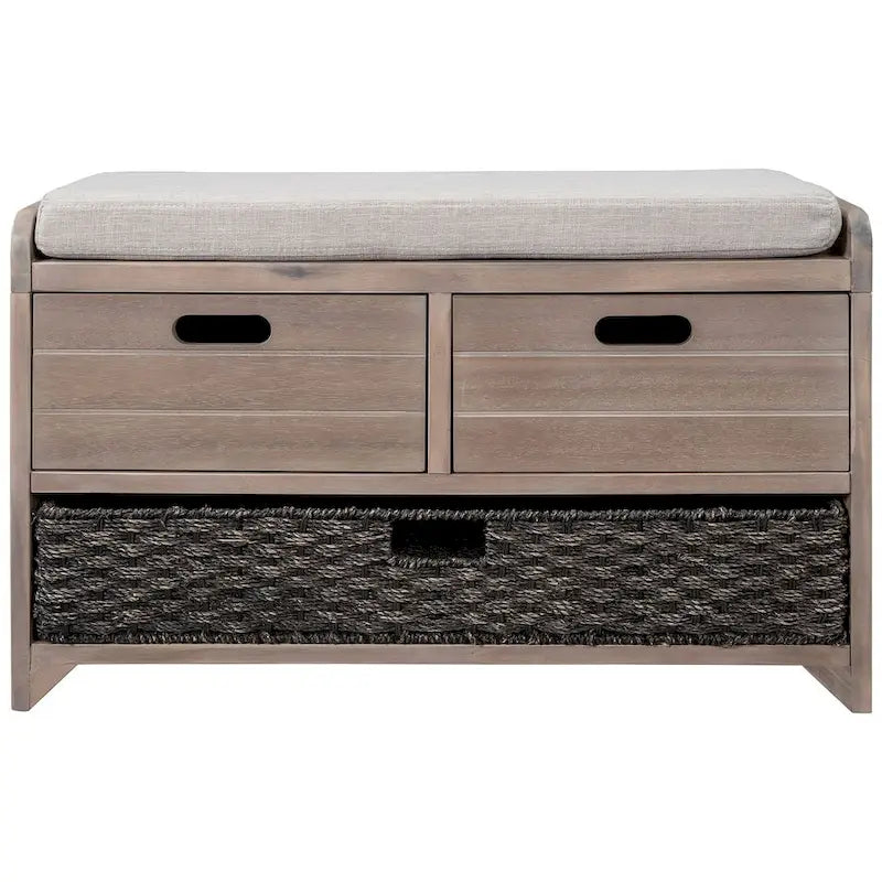 Banc de rangement en bois massif à 3 tiroirs