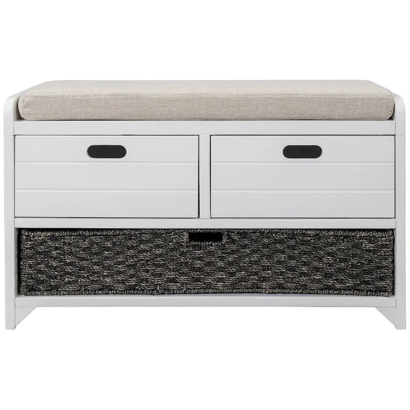 Banc de rangement en bois massif à 3 tiroirs
