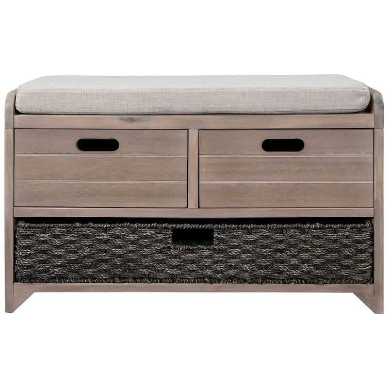 Banc de rangement en bois massif à 3 tiroirs