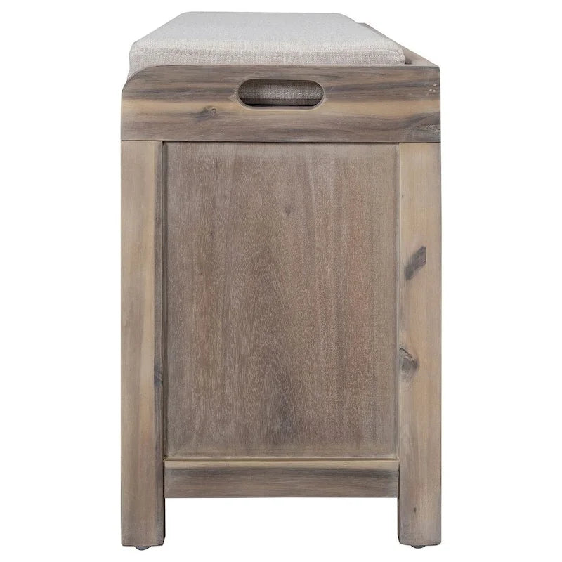 Banc de rangement en bois massif à 3 tiroirs