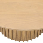 Table basse ronde en bois de manguier de 34 pouces avec base cannelée