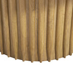 Table basse ronde en bois de manguier de 34 pouces avec base cannelée