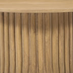 Table basse ronde en bois de manguier de 34 pouces avec base cannelée