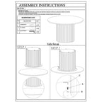 Table basse ronde en bois de manguier de 34 pouces avec base cannelée