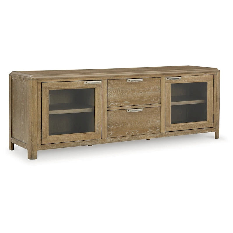 Meuble TV 80" marron clair pour TV jusqu'à 92" - 79,63 L x 20 P x 28 H