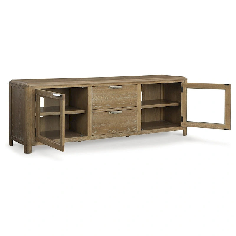 Meuble TV 80" marron clair pour TV jusqu'à 92" - 79,63 L x 20 P x 28 H