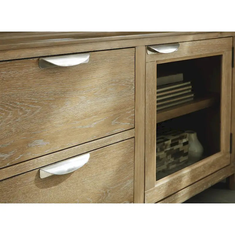 Meuble TV 80" marron clair pour TV jusqu'à 92" - 79,63 L x 20 P x 28 H