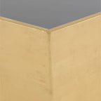 Table basse moderne hexagonale en bois doré avec plateau en verre